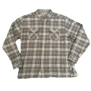 Kuhl Dillingr Flannel Brown Plaid Long Sleeve Shirt - Men's Size XL Gorp Hiking